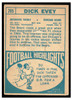 1968 Topps Football Dick Evey #205 VG back of card