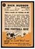 1967 Topps Football Dick Hudson #22 VG back of card