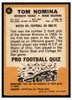 1967 Topps Football Tom Nomina #86 VG back of card