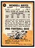1967 Topps Football Wendell Hayes #36 VG back of card