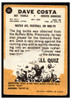 1967 Topps Football Dave Costa #33 VG back of card