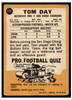 1967 Topps Football Tom Day #117 Good back of card