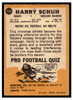 1967 Topps Football Harry Schuh #115 Good back of card