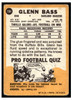 1967 Topps Football Glenn Bass #104 Good back of card