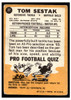1967 Topps Football Tom Sestak #27 VG back of card