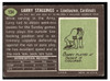 1969 Topps Football Larry Stallings #134 Low Grade back of card
