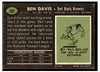 1969 Topps Football Ben Davis #187 Low Grade back of card