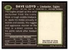 1969 Topps Football Dave Lloyd #220 Low Grade back of card