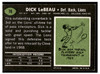 1969 Topps Football Dick LeBeau #76 VG back of card
