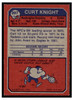 1973 Topps Football Curt Knight #397 Low Grade back of card