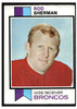 1973 Topps Football Rod Sherman #52 Low Grade — Example A front of card