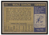 1971 Topps Basketball Walt Simon #214 Low Grade — Example A back of card