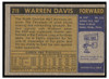 1971 Topps Basketball Warren Davis #219 Low Grade back of card