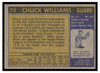 1971 Topps Basketball Chuck Williams #218 Low Grade back of card