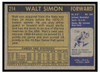 1971 Topps Basketball Walt Simon #214 Low Grade — Example B back of card