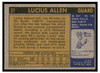 1971 Topps Basketball Lucius Allen #27 Low Grade back of card