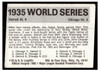 1971 1971 Fleer Laughlin World Series Black Backs 1935 World Series #33 Low Grade back of card