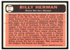 1966 1966 Topps Baseball Billy Herman #37 Low Grade back of card
