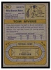 1974 Topps Football Tom Myers #94 Low Grade — Example B back of card