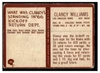 1967 Philadelphia Clancy Williams #95 Rookie Card Low Grade - Creases back of card