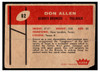 1960 Fleer Don Allen #82 Rookie Card Poor back of card