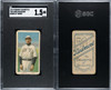 1910 T206 Rube Marquard Hands at Thighs Piedmont 350 SGC 1.5 front and back of card