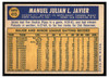 1970 Topps Julian Javier #415 2019 Heritage 50th Anniversary Buyback Low Grade back of card