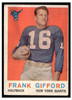 1959 Topps Frank Gifford #20 HOF Low Grade - Creases front of card