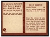 1967 Philadelphia Billy Martin #6 Rookie Card Low Grade back of card