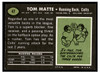 1969 Topps Tom Matte #47 Low Grade back of card