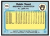 1982 Fleer Robin Yount #155 HOF VG-EX back of card