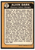 1968 Topps Alvin Dark #237 Low Grade back of card