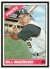 1966 Topps Bill Mazeroski #210 HOF Low Grade - Creases front of card