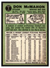 1967 Topps Don McMahon #7 Good back of card