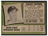 1971 Topps Chuck Tanner #661 Manager Low Grade back of card