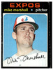 1971 Topps Mike Marshall #713 Black Line Under Right Eye Low Grade front of card