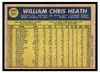 1970 O-Pee-Chee Bill Heath #541 Low Grade back of card