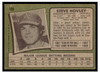 1971 Topps Steve Hovley #109 Low Grade back of card
