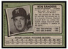1971 Topps Ken Sanders #116 Low Grade back of card