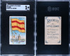 1909-1911 T59 Flags of all Nations Spain Recruit Little Cigars SGC 1 front and back of card