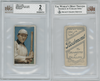 1910 T206 Simon Nichols / Nicoholls Batting, Misspelled name Piedmont 350 BVG 2 front and back of card