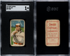 1909 T206 Joe Lake New York Sweet Caporal 150 SGC 1 front and back of card