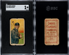 1910 T206 Owen Wilson Sweet Caporal 350 SGC 1 front and back of card