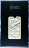 1910 T206 Bill Malarkey Piedmont 350 SGC 1 back of card