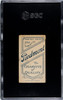 1910 T206 Billy Nattress Piedmont 350 SGC 3 back of card