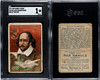 1911 T68 Pan Handle Scrap William Shakespeare Men of History SGC 1 front and back of card
