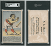 1880's H804-7 Merchant's Gargling Oil A Close Affair Blue & Yellow SGC 1 front and back of card