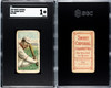 1909 T206 Johnny Bates Batting Sweet Caporal 150 SGC 1 front and back of card