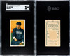 1909-11 T206 Lou Fiene Throwing Sovereign SGC 1 front and back of card