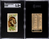 1910 E29 Philadelphia Caramel Monkey Zoo Cards SGC 1.5 front and back of card